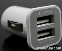 Sell 5V3.1A 2usb ports in car charger for iphone/ipad/galaxy tab