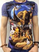 Custom stripe animal digital printing t-shirts