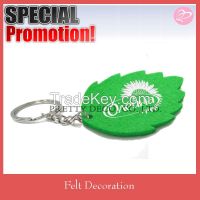 Leaf shaped felt promotional keychain