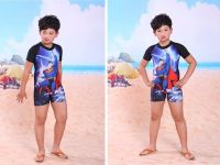 2014 New Style Super Man Full Body Junior Boys Swimwear Kids Swimsuit