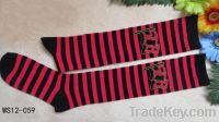long stripe high knee socks/long school cotton socks