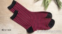Sell red and black stripe women socks