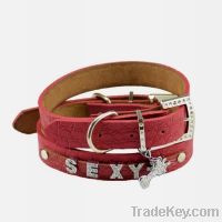 Sell red leather slide letter dog collar