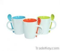 Sell V shape ceramic cup with spoon