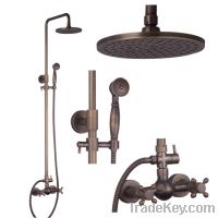 Sell Antique Brass Wall Mounted Rain Shower Mixer Set With 8" Shower H