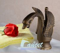 Sell Luxury Swan Design Bathroom Faucet In Antique Brass Finish DL-480
