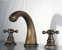 Sell Antique Brass Widespread Bathroom Faucet With Cross Handles FG53