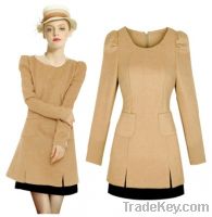woolen dress, skirt, women's dress, worsted dress, Big code base skirt, b