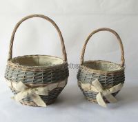 willow wicker fruit basket with bowknot