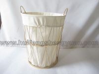wire wicker storage basket with cloth inner