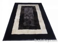 sheepskin fur rug with leather frame 134