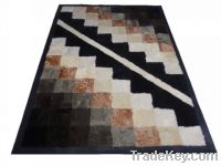 sheepskin fur rug with leather frame 140