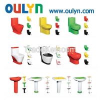 color One-piece toilet and pedestal basin sanitary ware suits