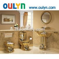 Gold chrome color ceramic sanitary ware suits