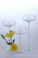 Sell mouth blown long stem glass candle holder