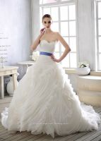 Sell High Class Ruffle Royal Blue And White Tulle Wedding Dress