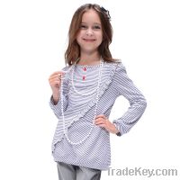 Sell 100% cotton long sleeve stripe girls T-shirt(GT-118S3)