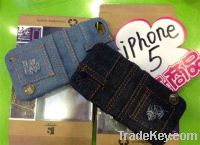Sell For iphone 5 5G Cool Hand-sewn Jeans Cloth Hard Cover Case