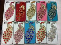 Sell Luxury Leather Peacock Diamond Rainstone Bling Case for iphone5