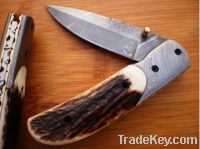 damascus hand made folding knife