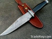 Damascus custom hand made Damascus  knifes with buffalo horn with Leat
