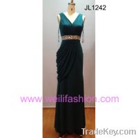 Sell Long Pleated Beading Crystal Hemp Evening Dresses