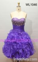 Short Beading Pleated Princess Organza Prom Dresses