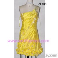 Short Applique Pleated Beading Satin Cocktail Dresses ZF108