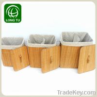 2013 New design and elegant folding bamboo laundry basket with a lid