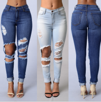 Best selling 2017 new sexy ladies  ripped jeans