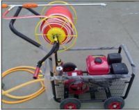 Hand pushed motorized spraying machine