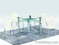 Sell Clear top glass dining table with stainless steel legs dining tab