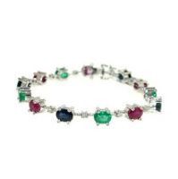 Sell 18K WG BRACELET DIAMOND  with RUBY , SAPPHIRE and EMERALD
