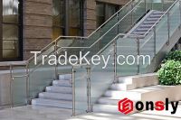 Stainless steel glass stair handrail for Bridge, Deck, Porch and Stair Balustrades & Handrails parts
