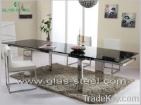 Sell Stainless Steel Dining Table With Tempered Glass Top BT555