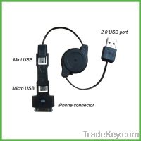 Sell YR-L4018 3 connectors USB data cable and mobile charger