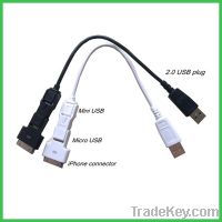 Sell YR-L4019 3 connectors USB data cable and mobile charger