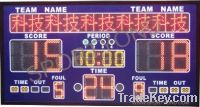 Basketball scoreboard with rolling message