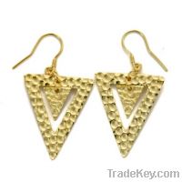 Sell wholesale 925 sterling silver yellow triangle earrings hammered