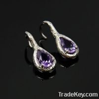 Sell wholesale 925 sterling silver amethyst earrings teardrop