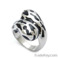 wholesale 925 sterling silver enamel leopard rings