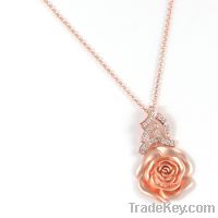 wholesale 925 sterling silver rose flower pendant