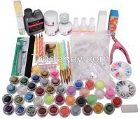 Wholesale Professional Nail Art Kit Crylic Liquid Powder Glitter Clipper Primer File Nail Art Tips Tool