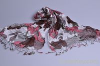 leaf and flower design scarf