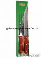 Sell 2 pcs slicer knife and fork set wiht wooden handle