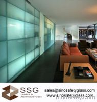 Sell Acid etched Office glass wall and door for commercial building me