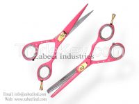 Professional Pink Barber Hair Cutting scissors & Thinners Set By Zabeel Industries