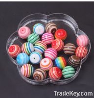 Sell 100Pcs Multicolour 16mm Resin Striped Beads