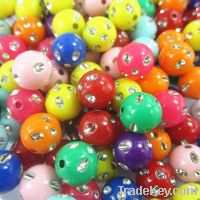 Sell 1000pcs Mulit colors12mm Acrylic Bling Beads With Rhinestone