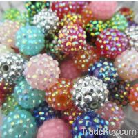 Sell 100pcs 16mm Resin Rhinestone Pave Beads Mixed Colors